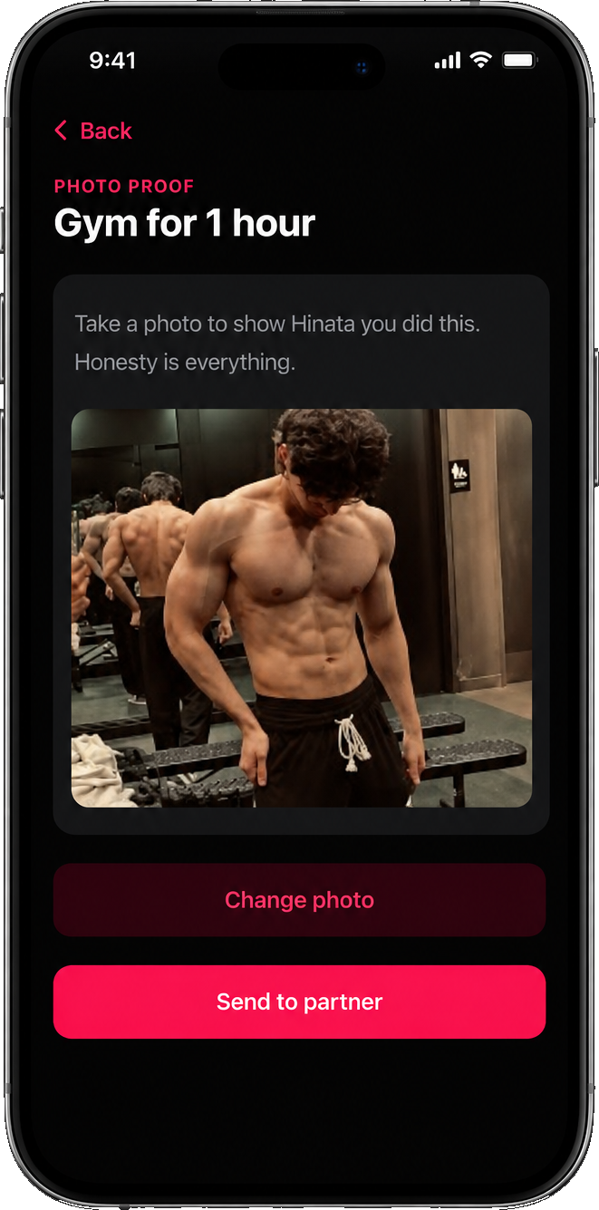 Photo proof sent to your partner