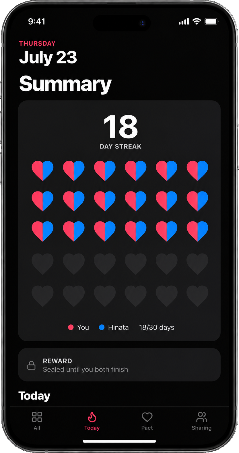 Shared 18 day streak summary