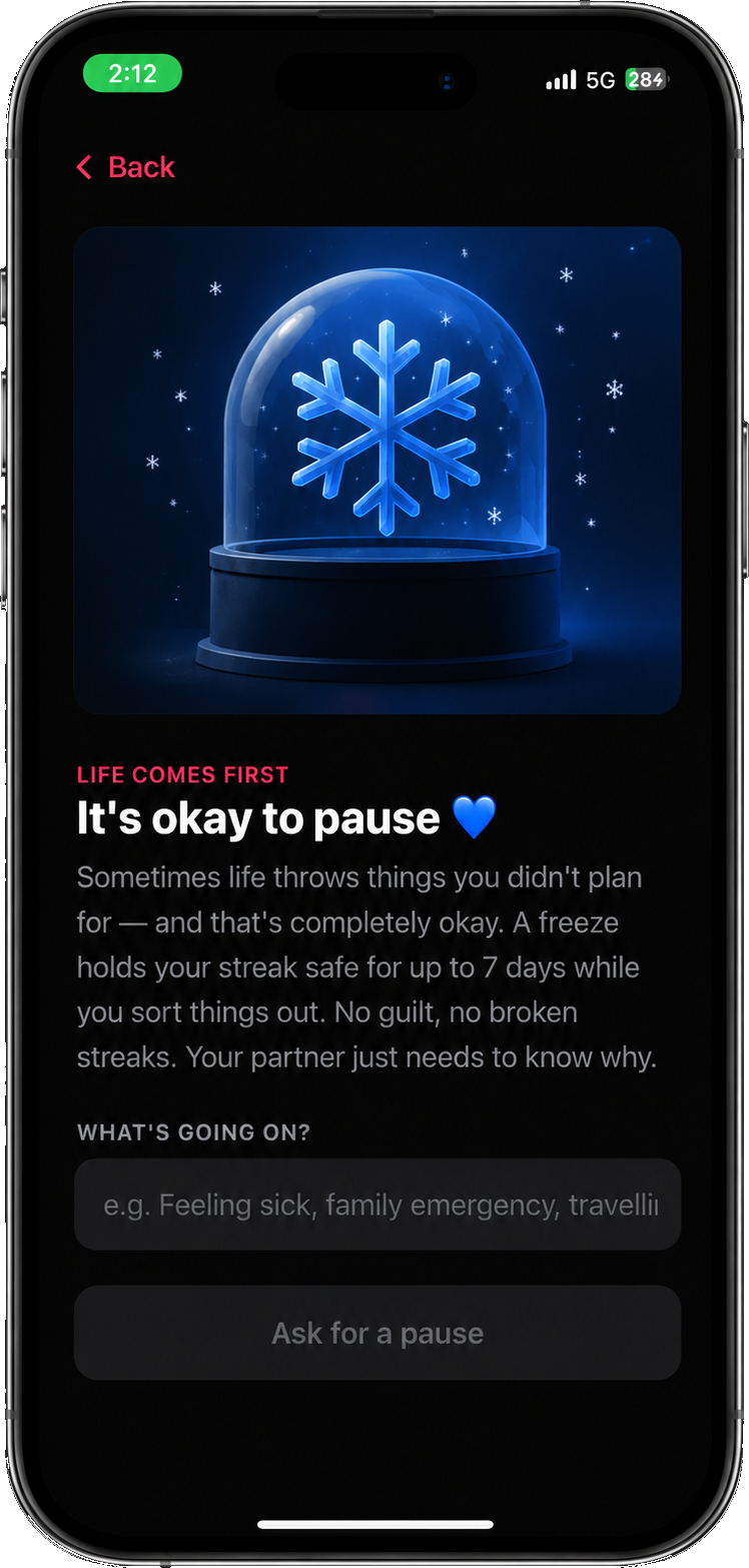 Emergency freeze request screen